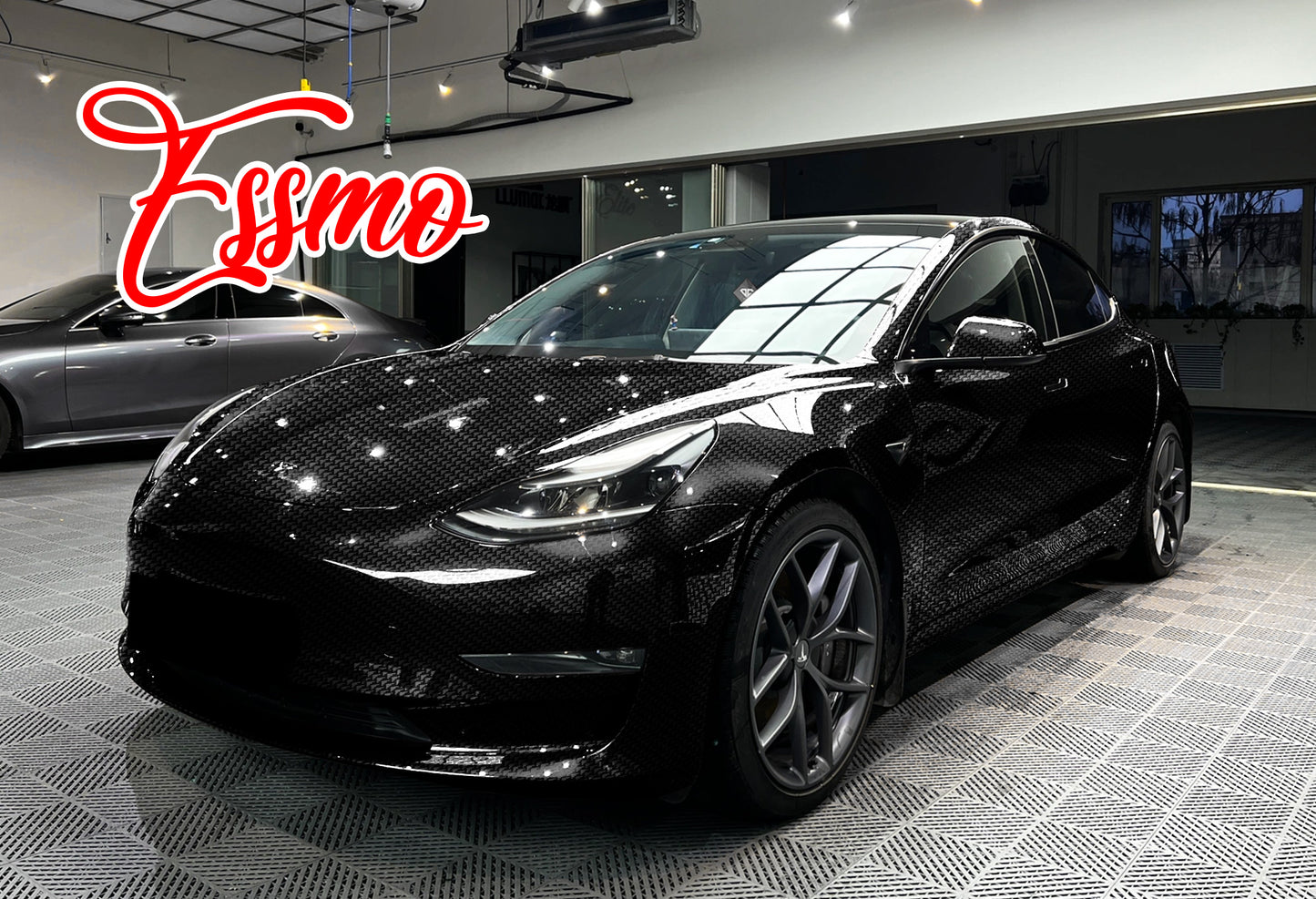 PET Squadron Carbon Fiber Gloss Black Vinyl Wrap