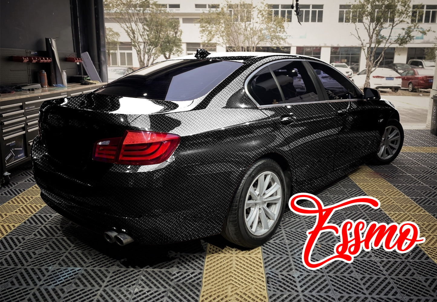 PET Squadron Carbon Fiber Gloss Black Vinyl Wrap