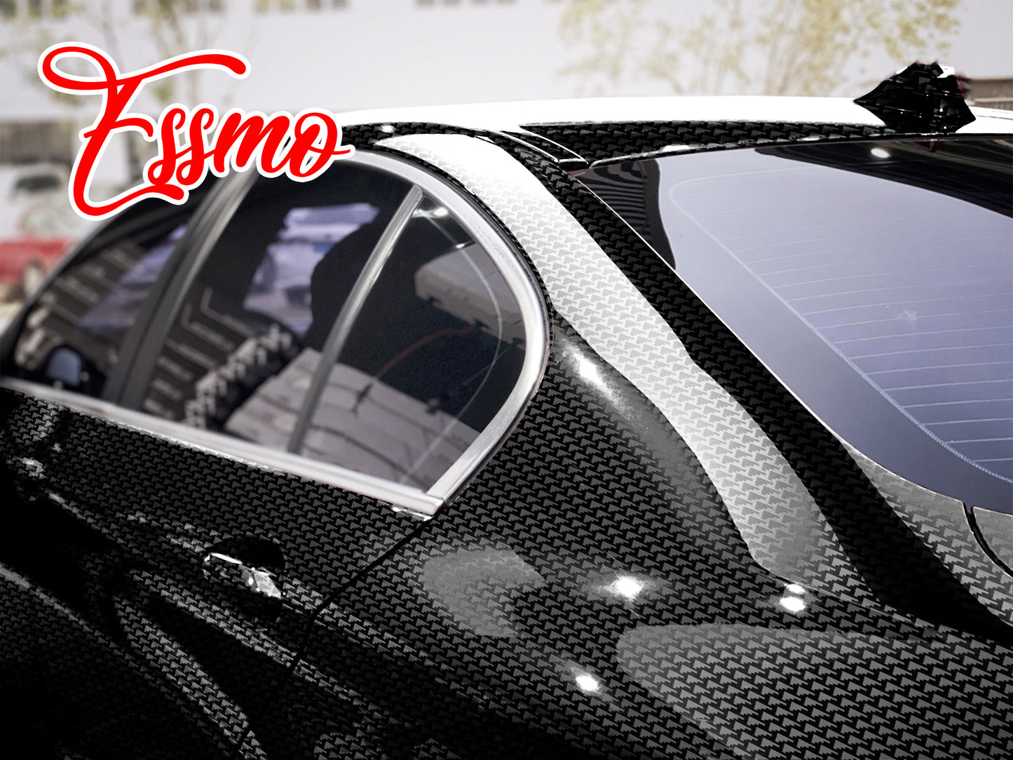 PET Squadron Carbon Fiber Gloss Black Vinyl Wrap