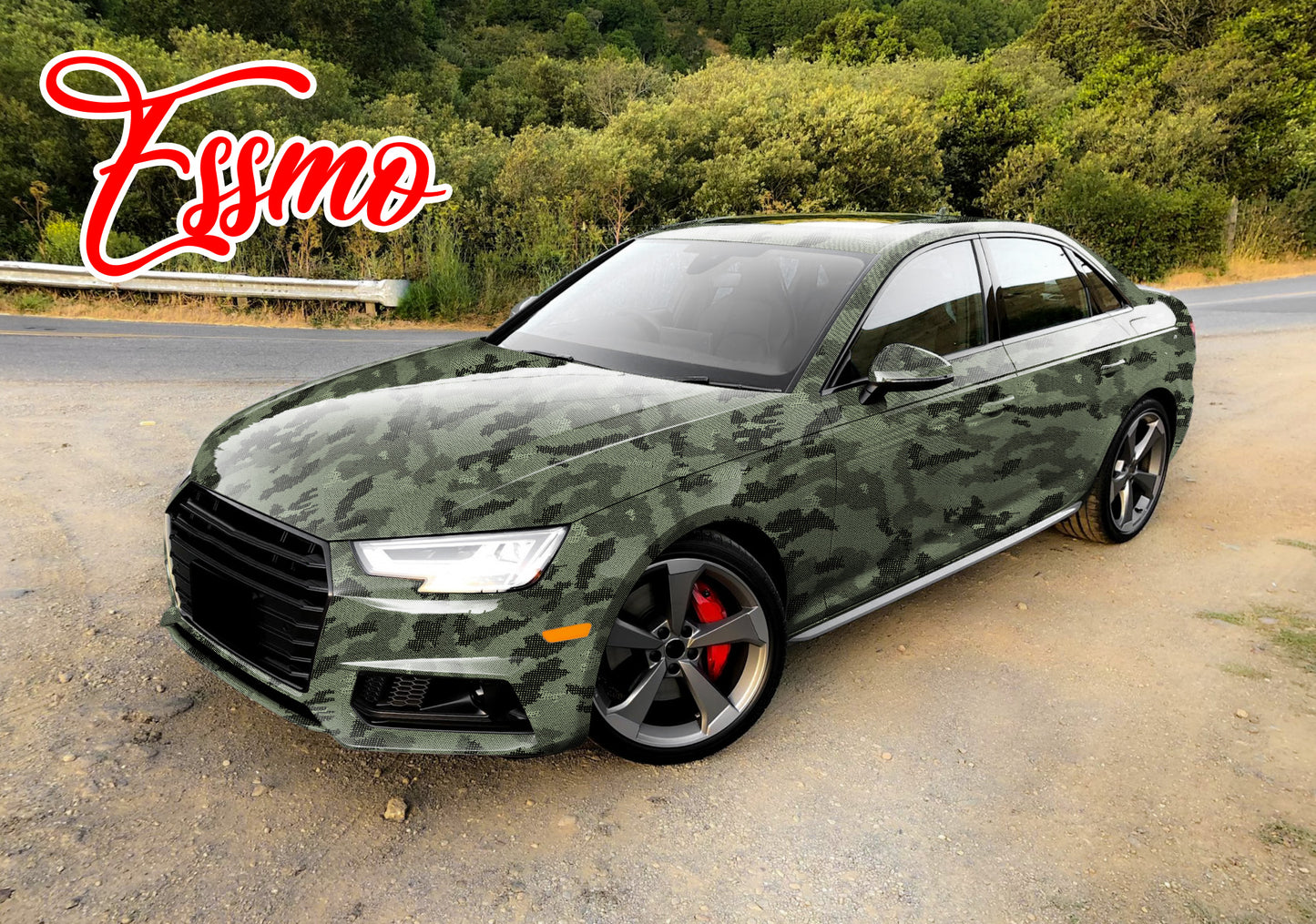 PET Camouflage Python Gloss Khaki Green Vinyl Wrap