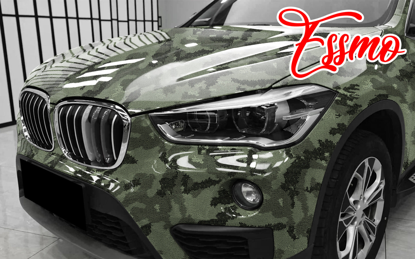 PET Camouflage Python Gloss Khaki Green Vinyl Wrap
