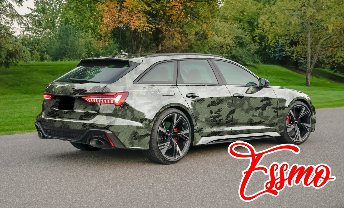 PET Camouflage Python Gloss Khaki Green Vinyl Wrap