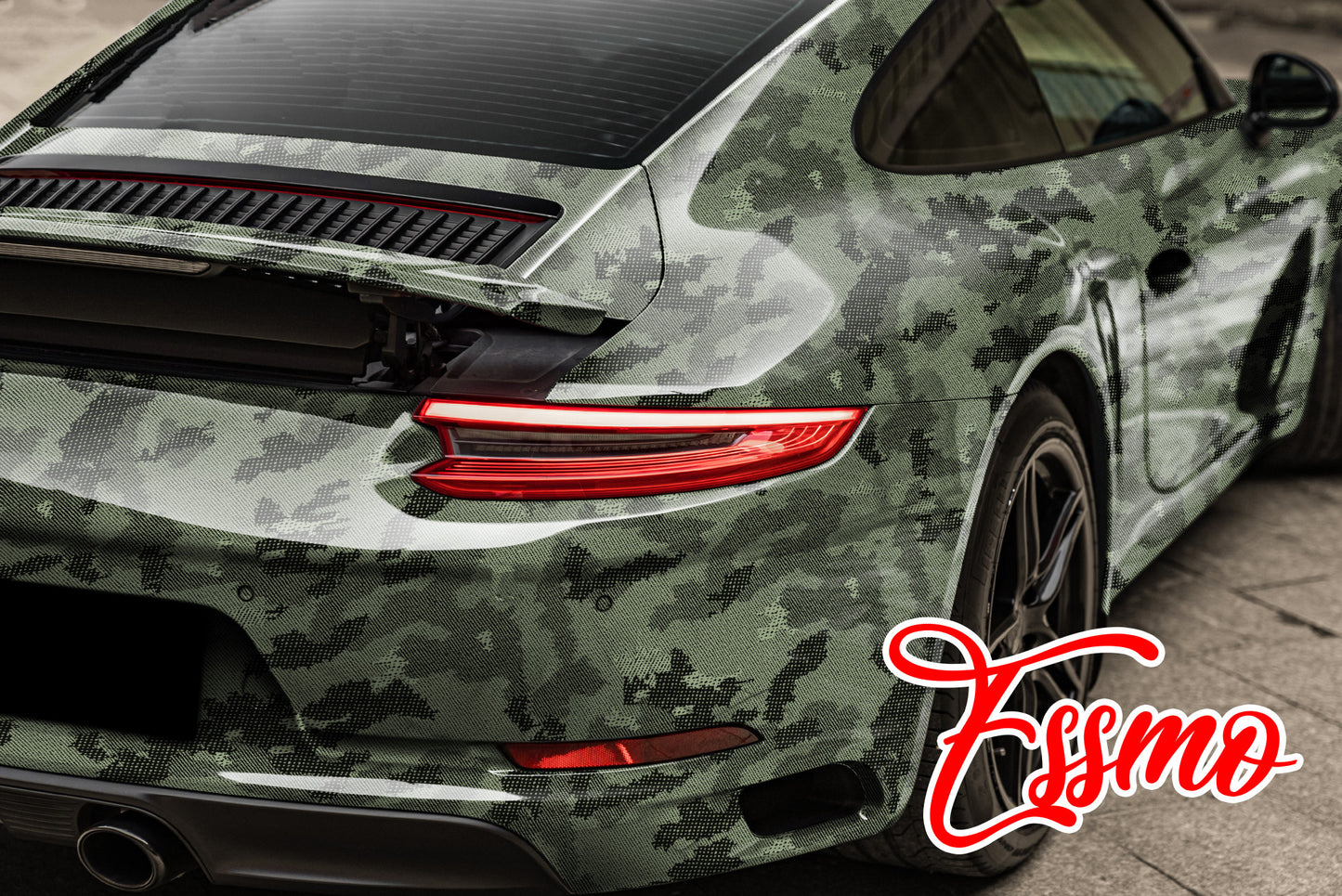 PET Camouflage Python Gloss Khaki Green Vinyl Wrap