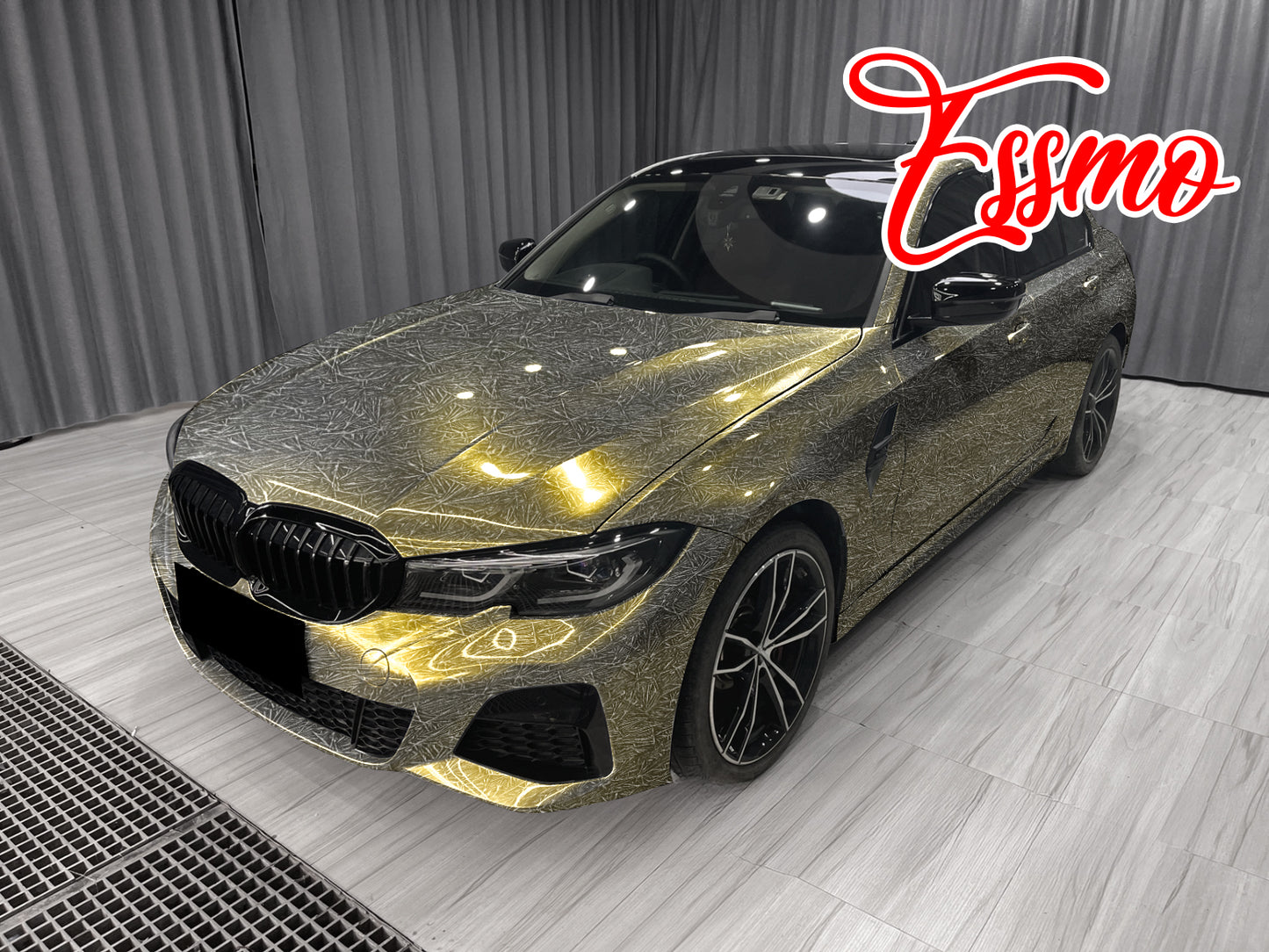 PET Glazed Arctic Shard Gloss Gray Gold Vinyl Wrap