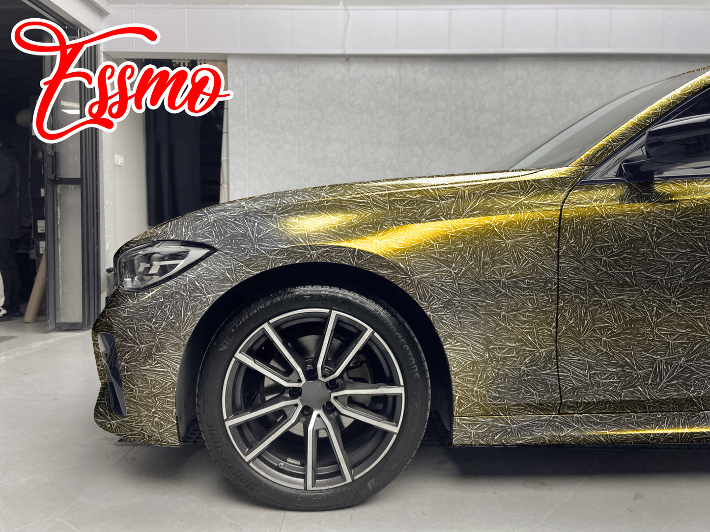 PET Glazed Arctic Shard Gloss Gray Gold Vinyl Wrap