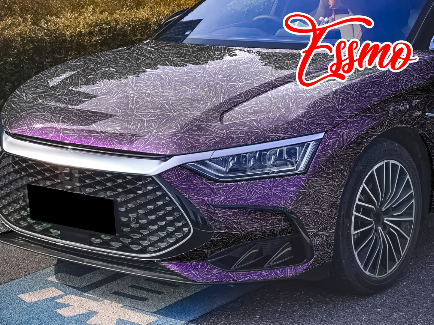 PET Glazed Arctic Shard Gloss Gray Purple Vinyl Wrap