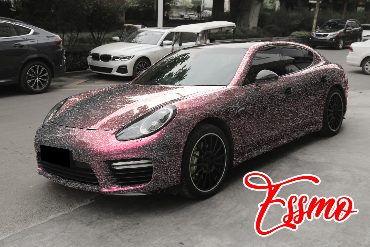 PET Glazed Arctic Shard Gloss Gray Red Vinyl Wrap