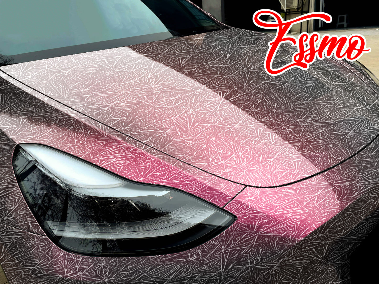 PET Glazed Arctic Shard Gloss Gray Red Vinyl Wrap