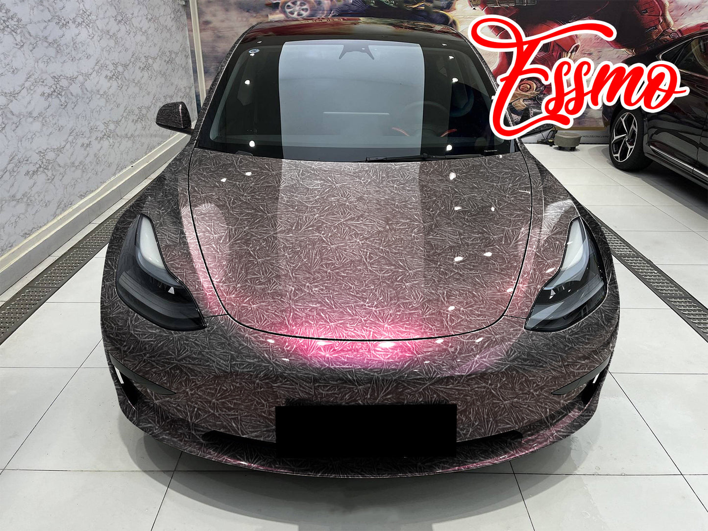 PET Glazed Arctic Shard Gloss Gray Red Vinyl Wrap