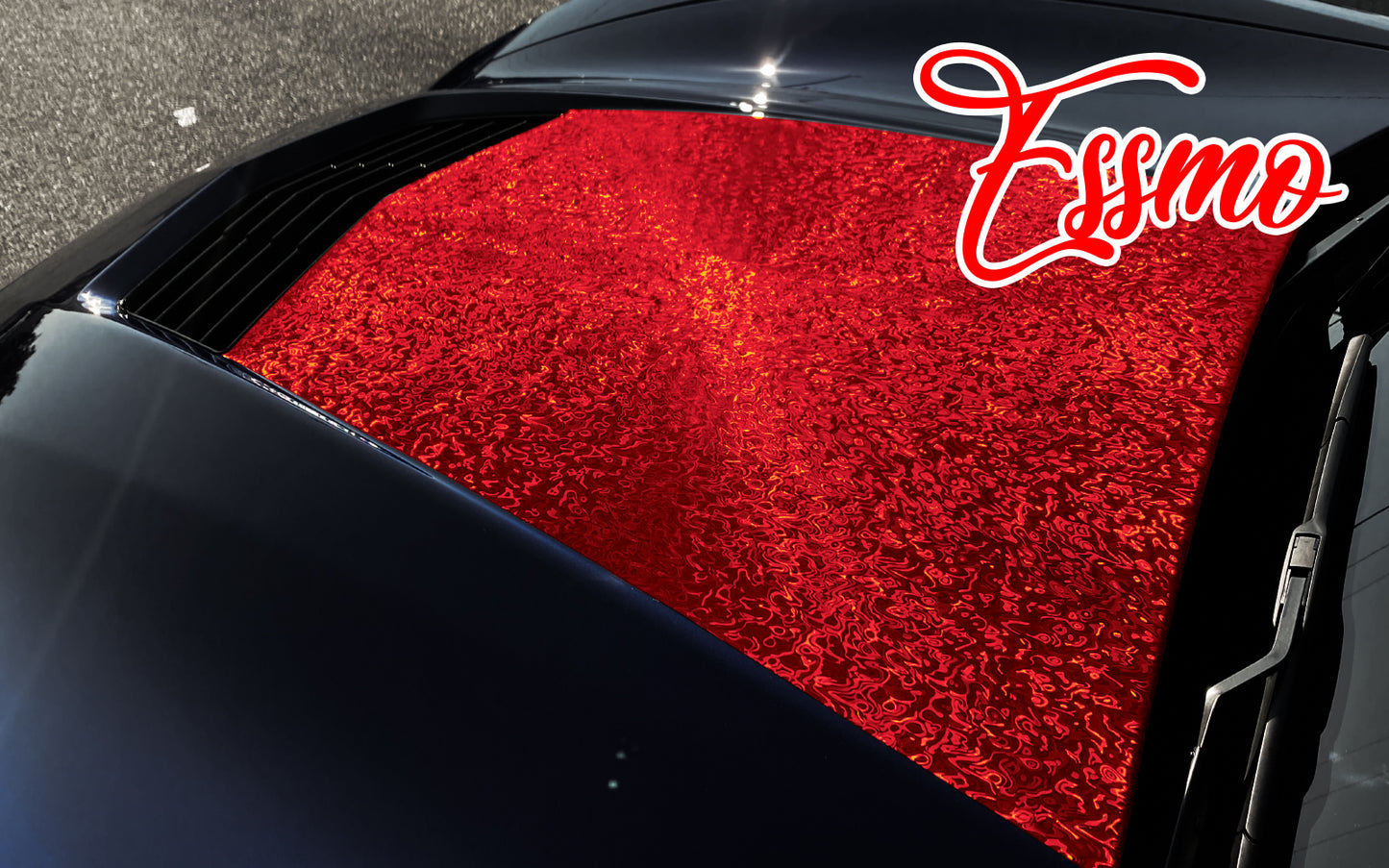 PET Damascus Forged Gloss Dark Red Vinyl Wrap