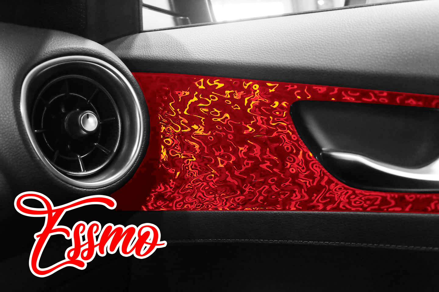 PET Damascus Forged Gloss Dark Red Vinyl Wrap