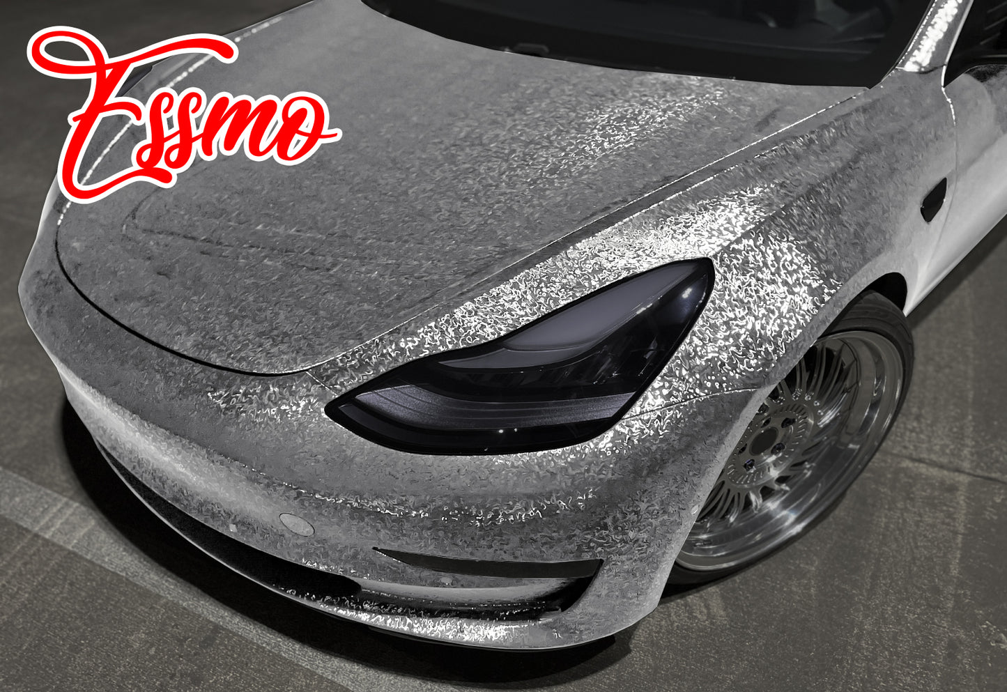 PET Damascus Forged Gloss Silver Vinyl Wrap