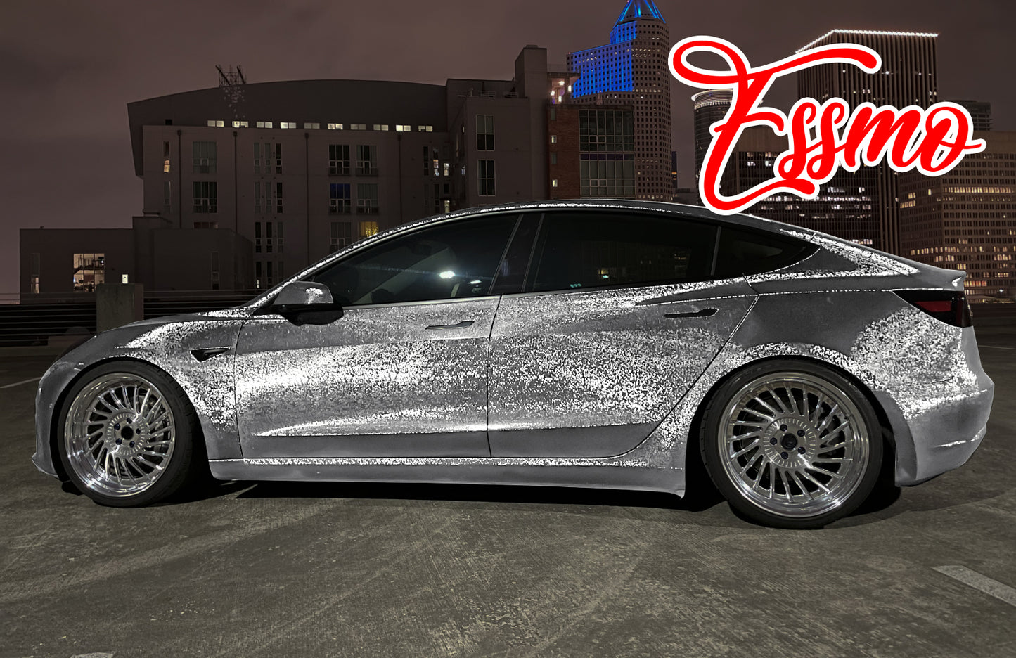 PET Damascus Forged Gloss Silver Vinyl Wrap