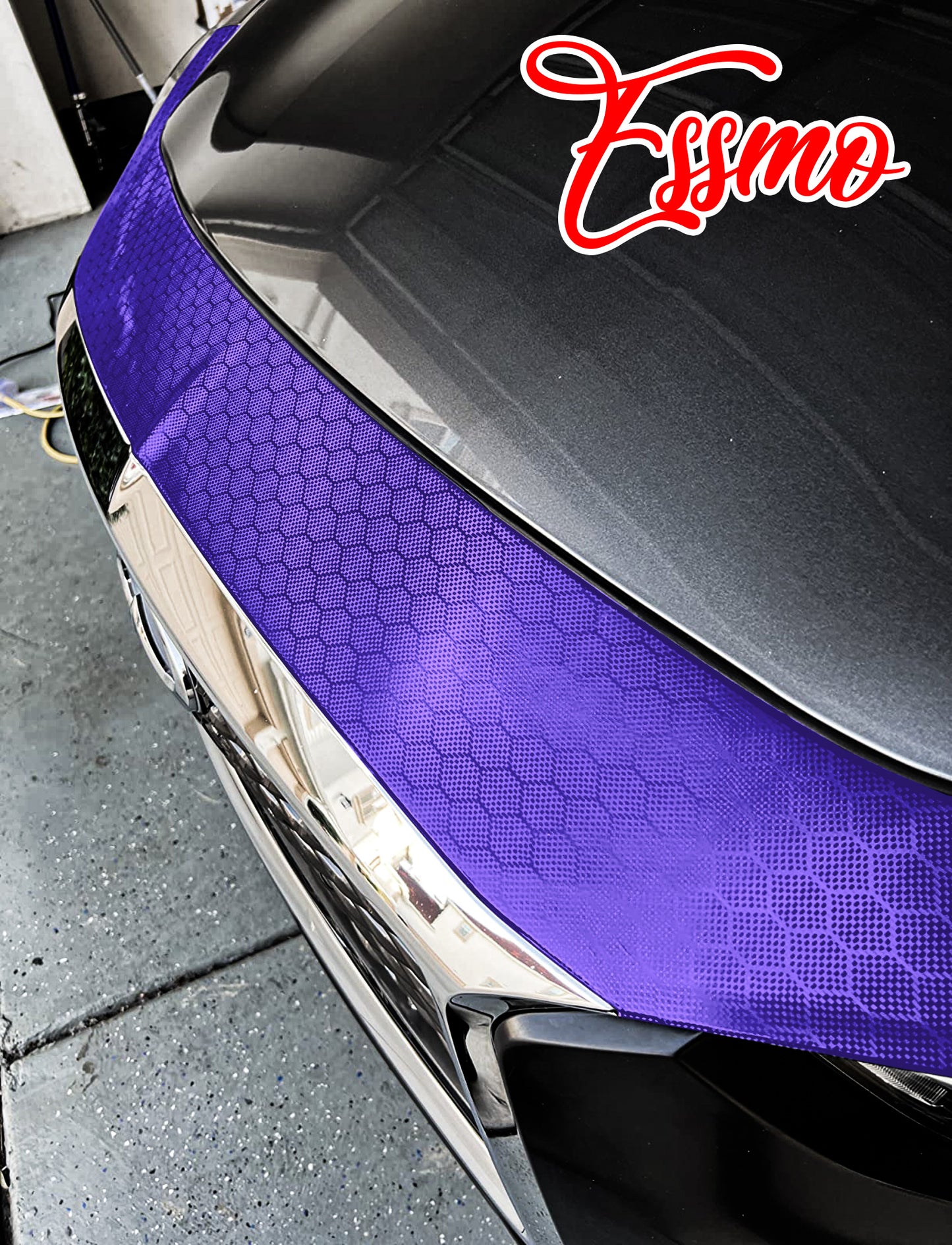 PET Honeycomb Carbon Fiber Satin Royal Purple Hex Vinyl Wrap