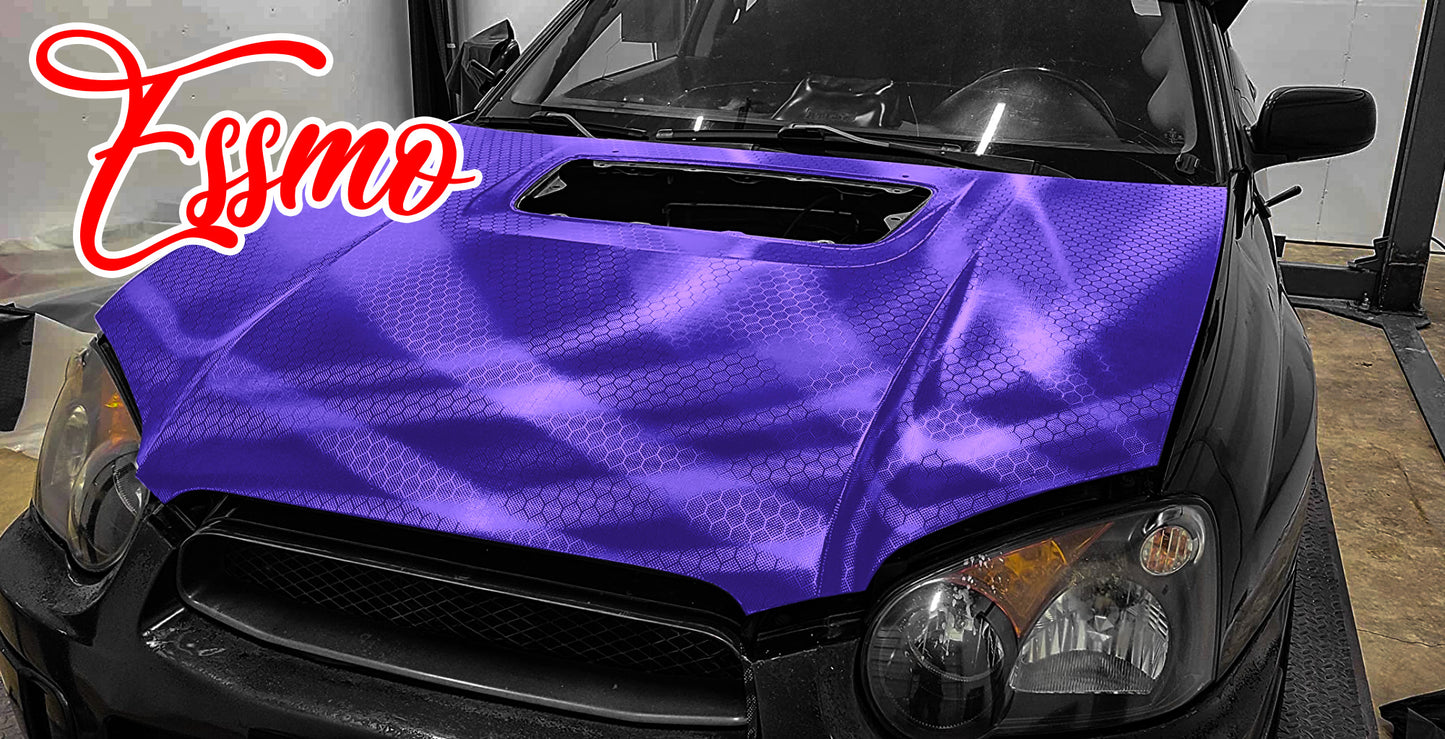 PET Honeycomb Carbon Fiber Satin Royal Purple Hex Vinyl Wrap