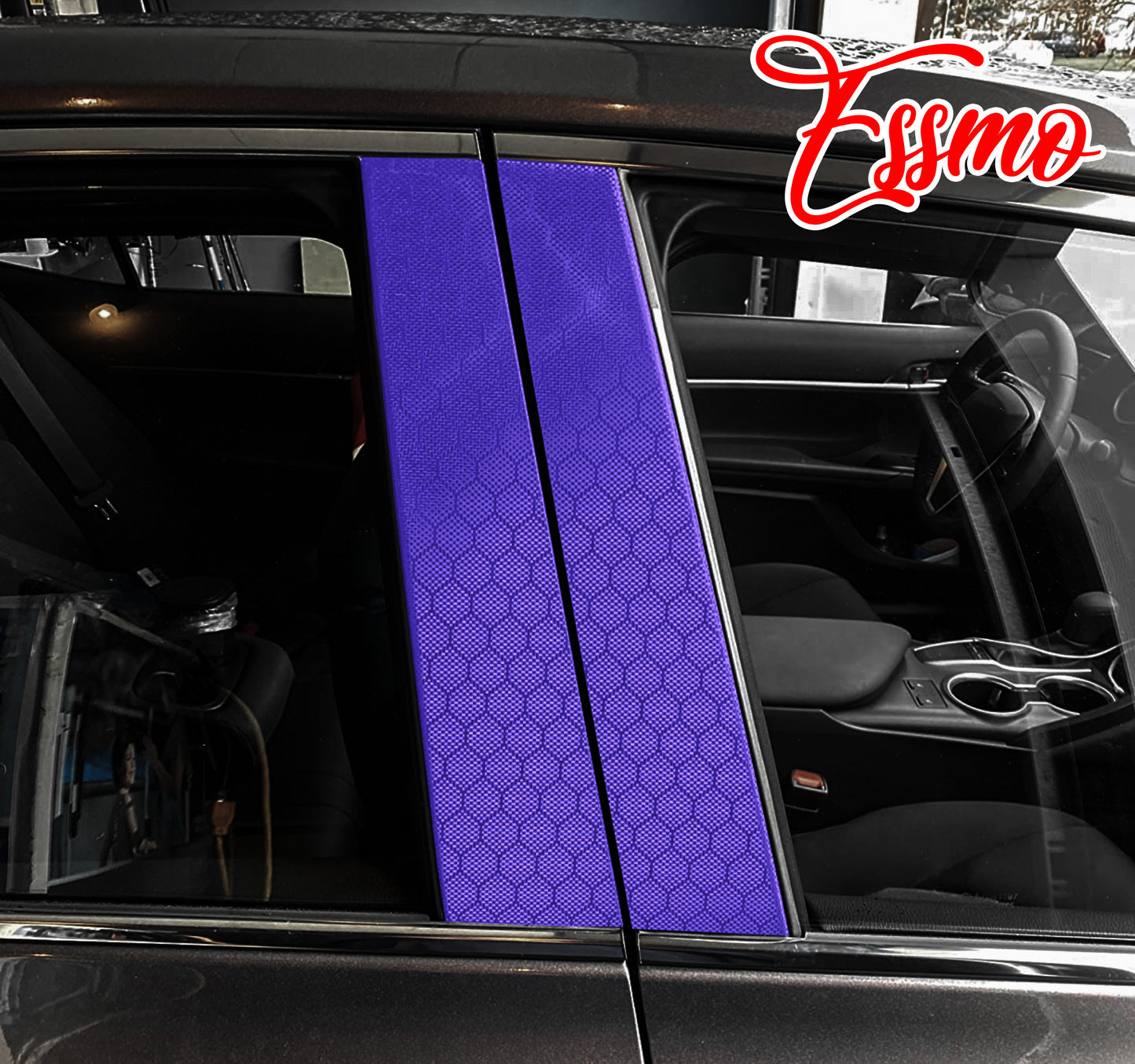 PET Honeycomb Carbon Fiber Satin Royal Purple Hex Vinyl Wrap