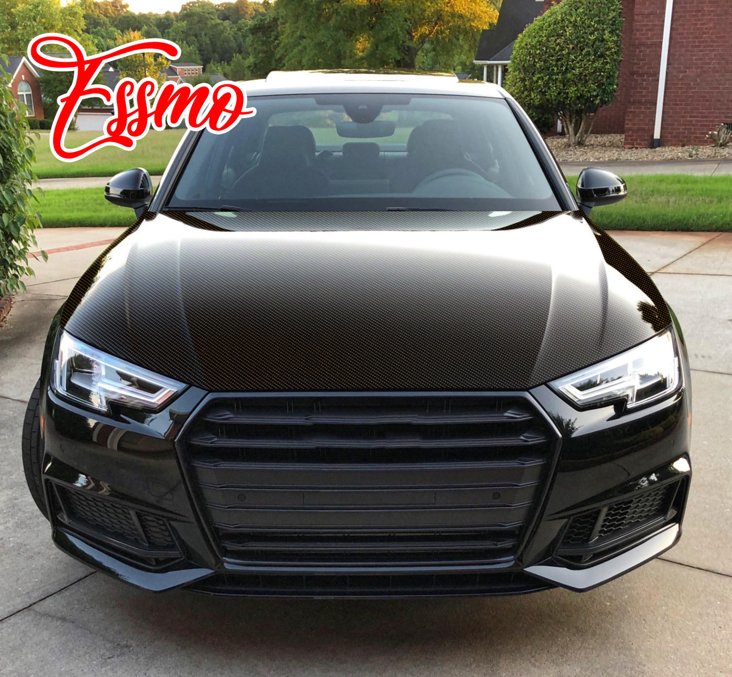 PET 3K Ceramic Carbon Fiber Gloss Black Gold Vinyl Wrap