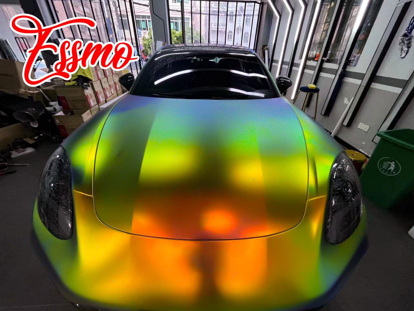 PET Neo Holographic Satin Orange Green Chrome Vinyl Wrap