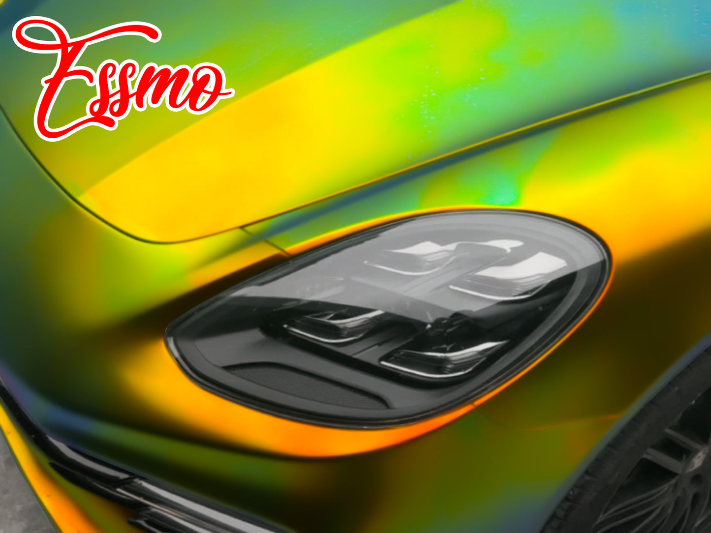 PET Neo Holographic Satin Orange Green Chrome Vinyl Wrap
