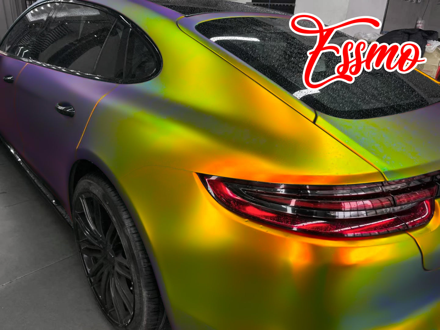 PET Neo Holographic Satin Orange Green Chrome Vinyl Wrap