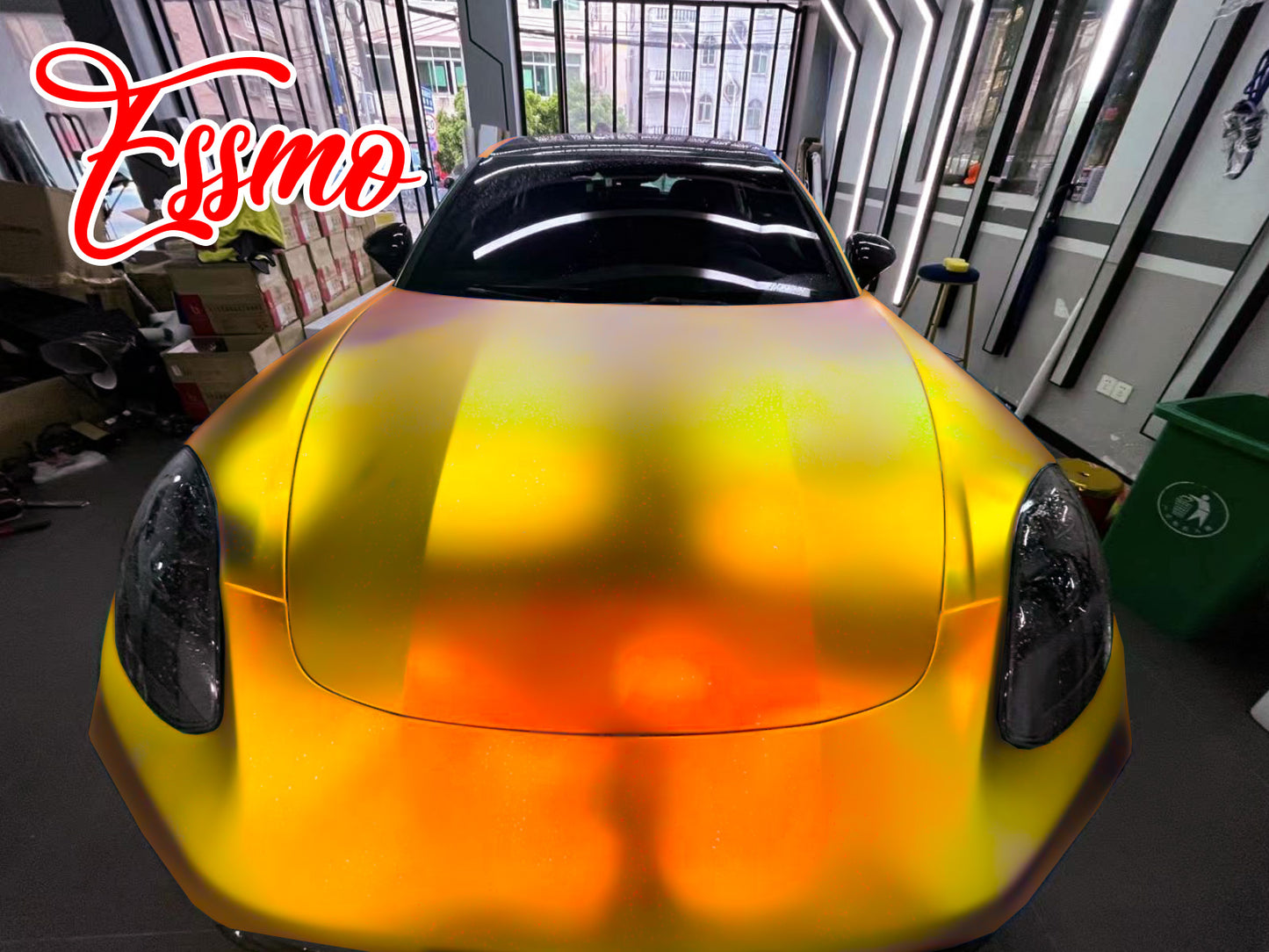 PET Neo Holographic Satin Gold Chrome Vinyl Wrap