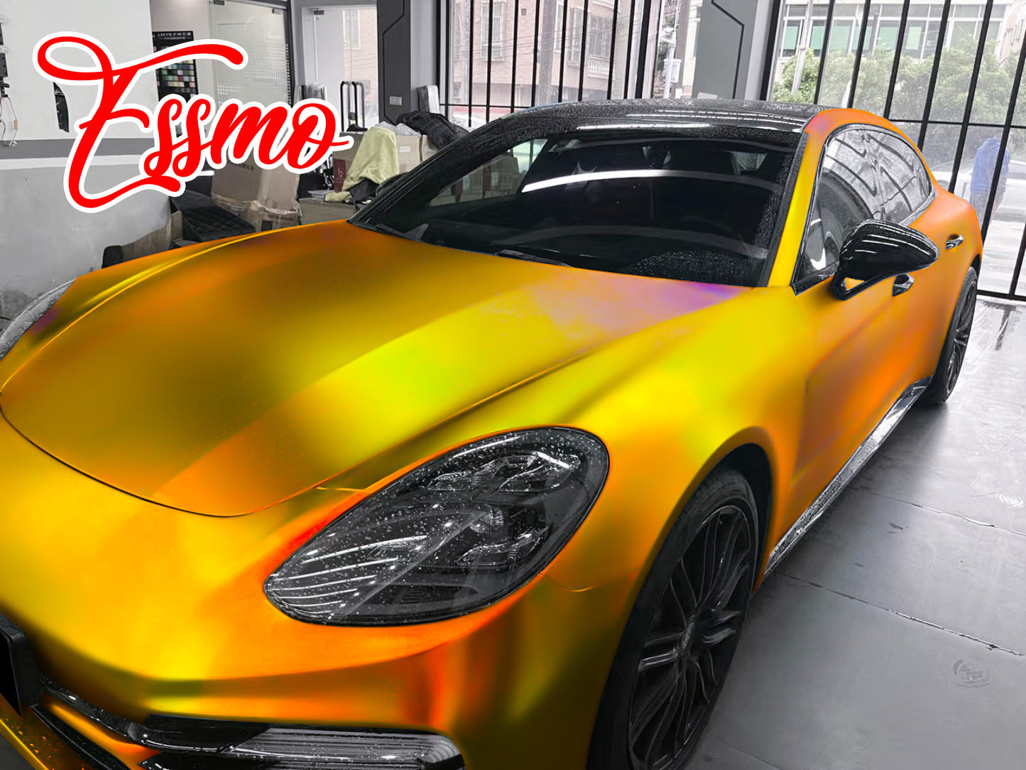 PET Neo Holographic Satin Gold Chrome Vinyl Wrap