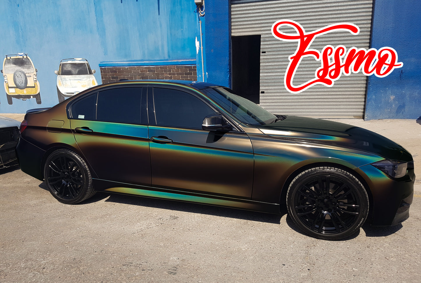 PET Laser Flip Gloss Black Vinyl Wrap
