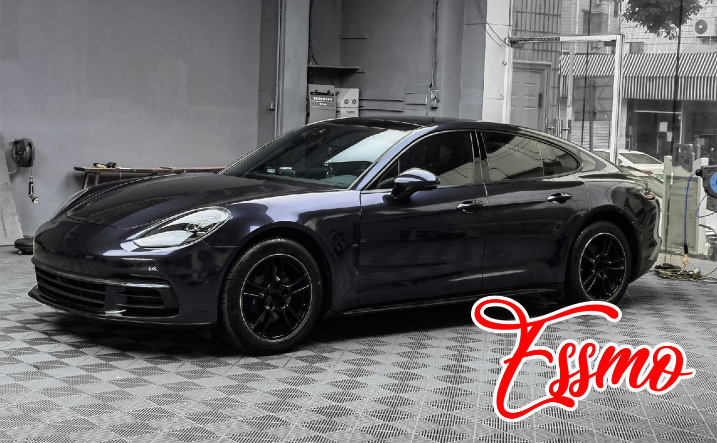 PET Super Gloss Metallic Carbon Black Navy Vinyl Wrap