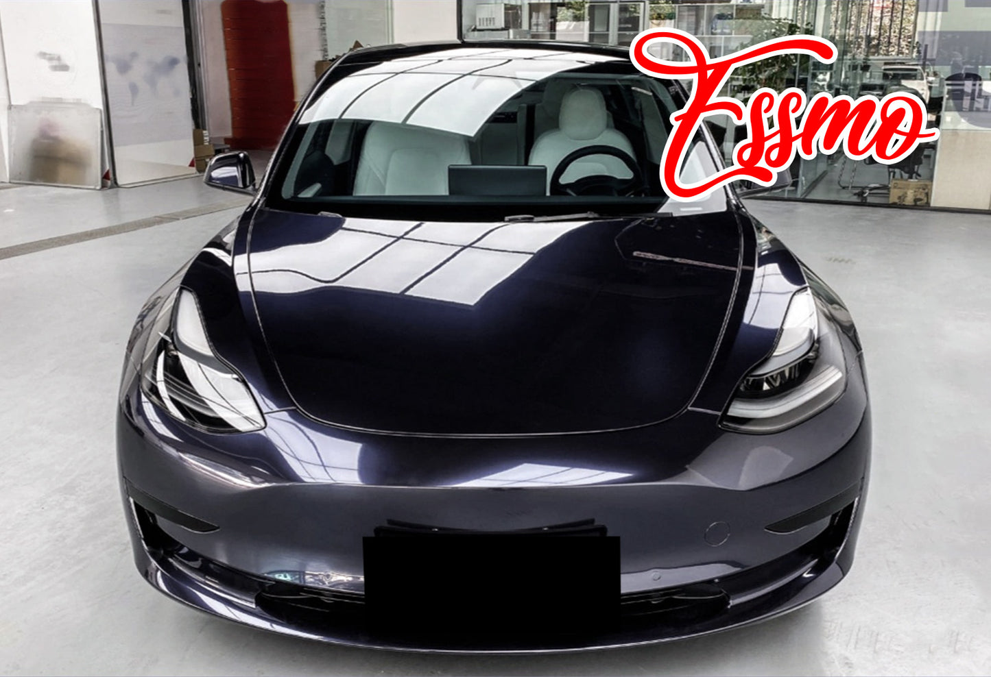 PET Super Gloss Metallic Carbon Black Navy Vinyl Wrap