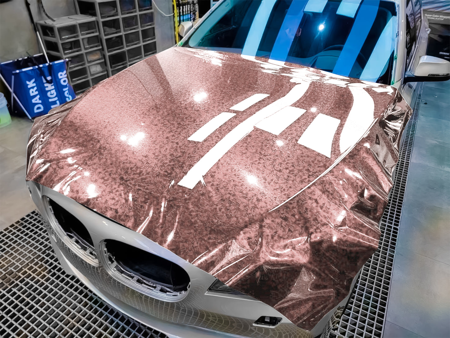 24K Chopped Forged Carbon Fiber Gloss Rose Gold Vinyl Wrap