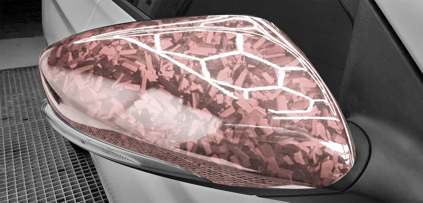24K Chopped Forged Carbon Fiber Gloss Rose Gold Vinyl Wrap