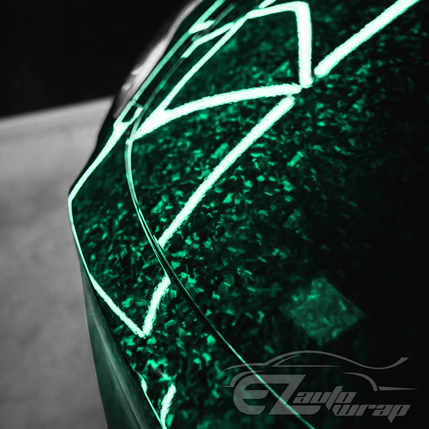 24K Chopped Forged Carbon Fiber Gloss Midnight Green Vinyl Wrap