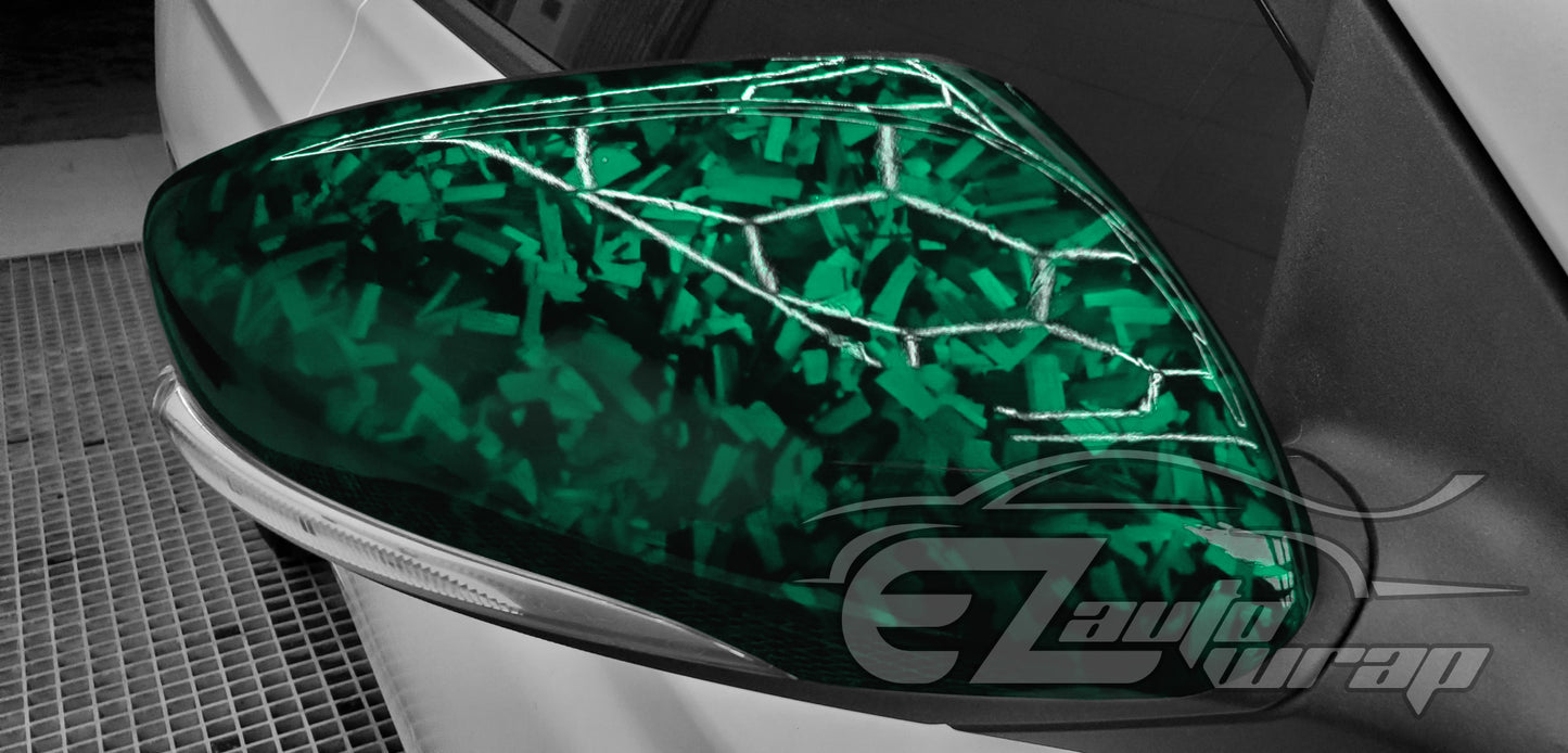 24K Chopped Forged Carbon Fiber Gloss Midnight Green Vinyl Wrap