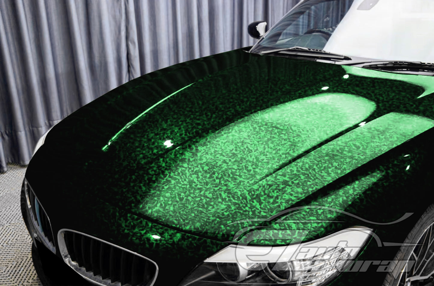24K Chopped Forged Carbon Fiber Gloss Venom Green Vinyl Wrap