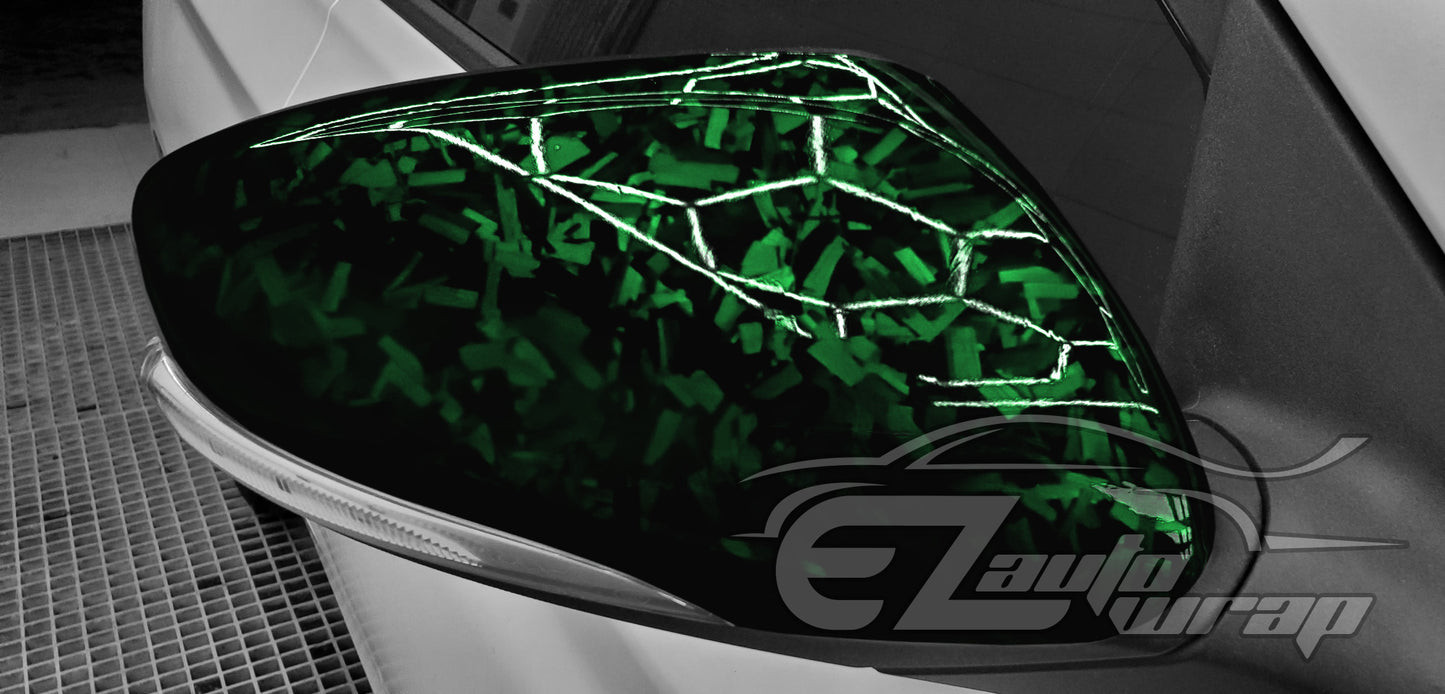 24K Chopped Forged Carbon Fiber Gloss Venom Green Vinyl Wrap