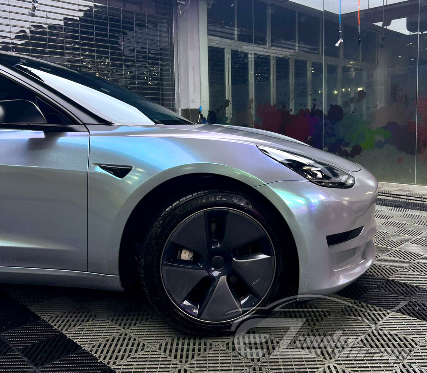 Galaxy Dust Gloss Gray Blue Vinyl Wrap