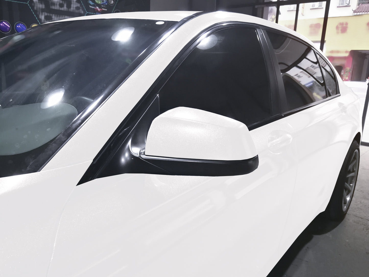 Super Gloss Metallic Sparkle White Vinyl Wrap