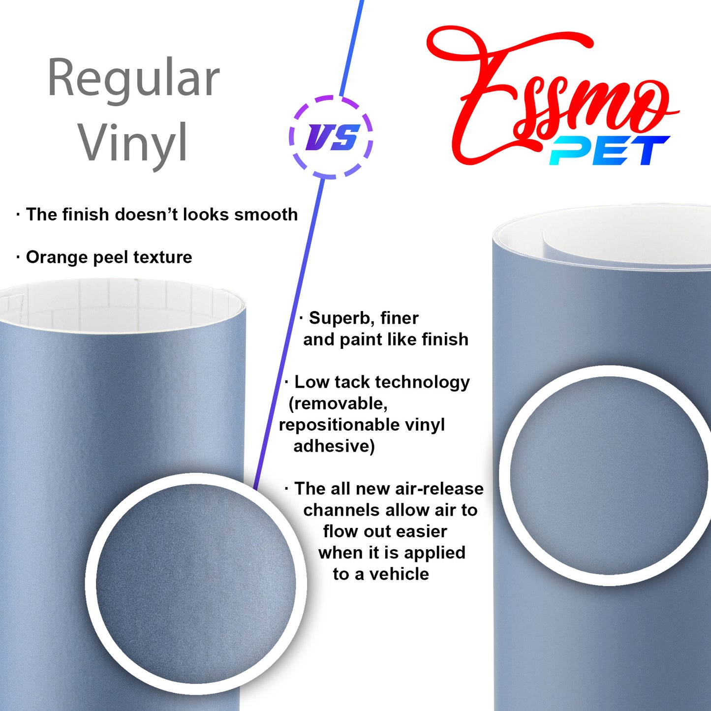 PET Marble Pearl Matte White Blue Vinyl Wrap