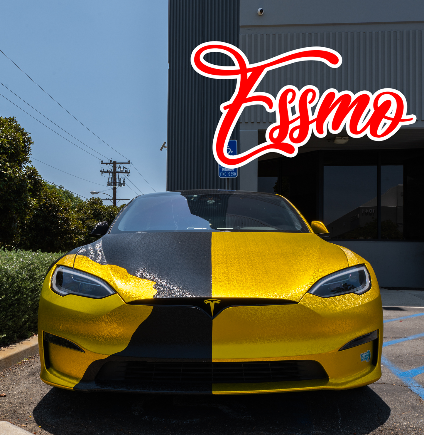 PET Damascus Forged Satin Golden Yellow Vinyl Wrap