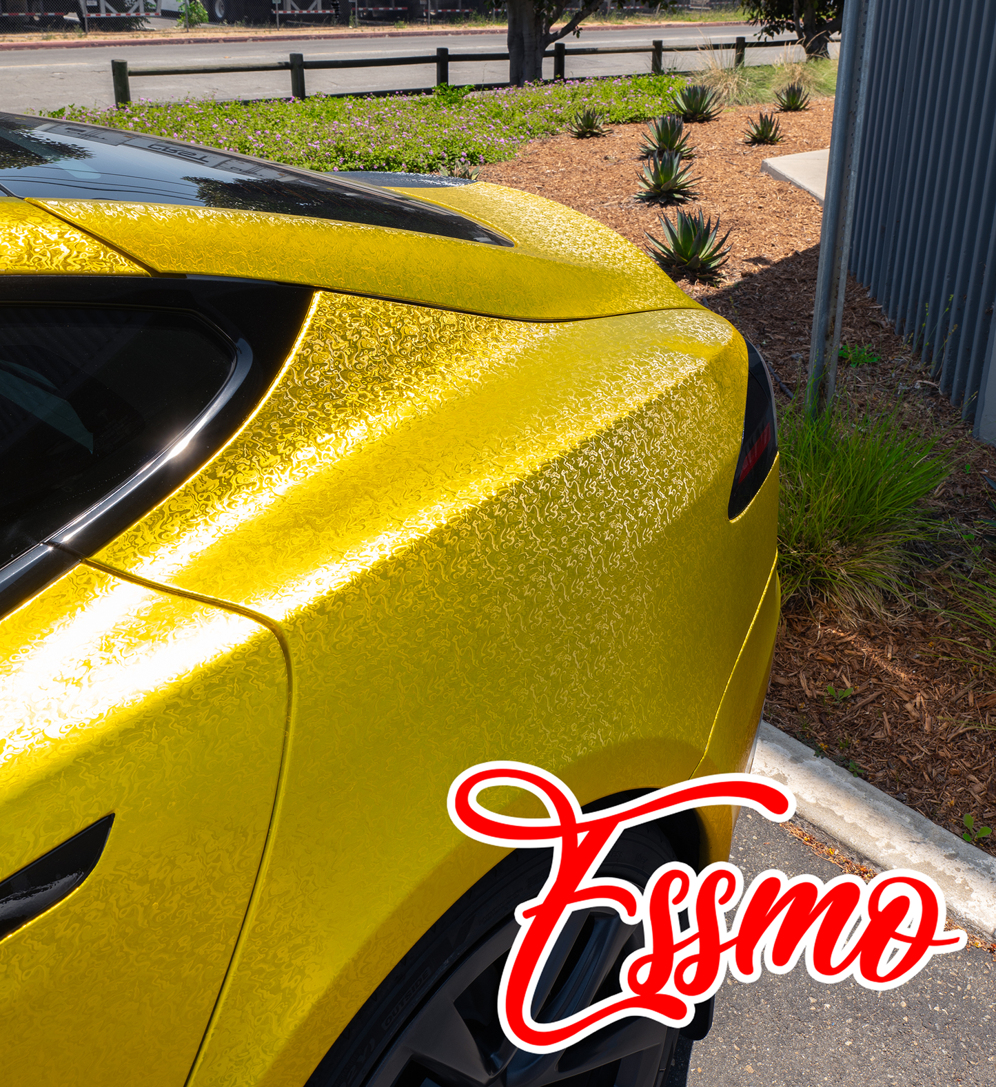 PET Damascus Forged Satin Golden Yellow Vinyl Wrap