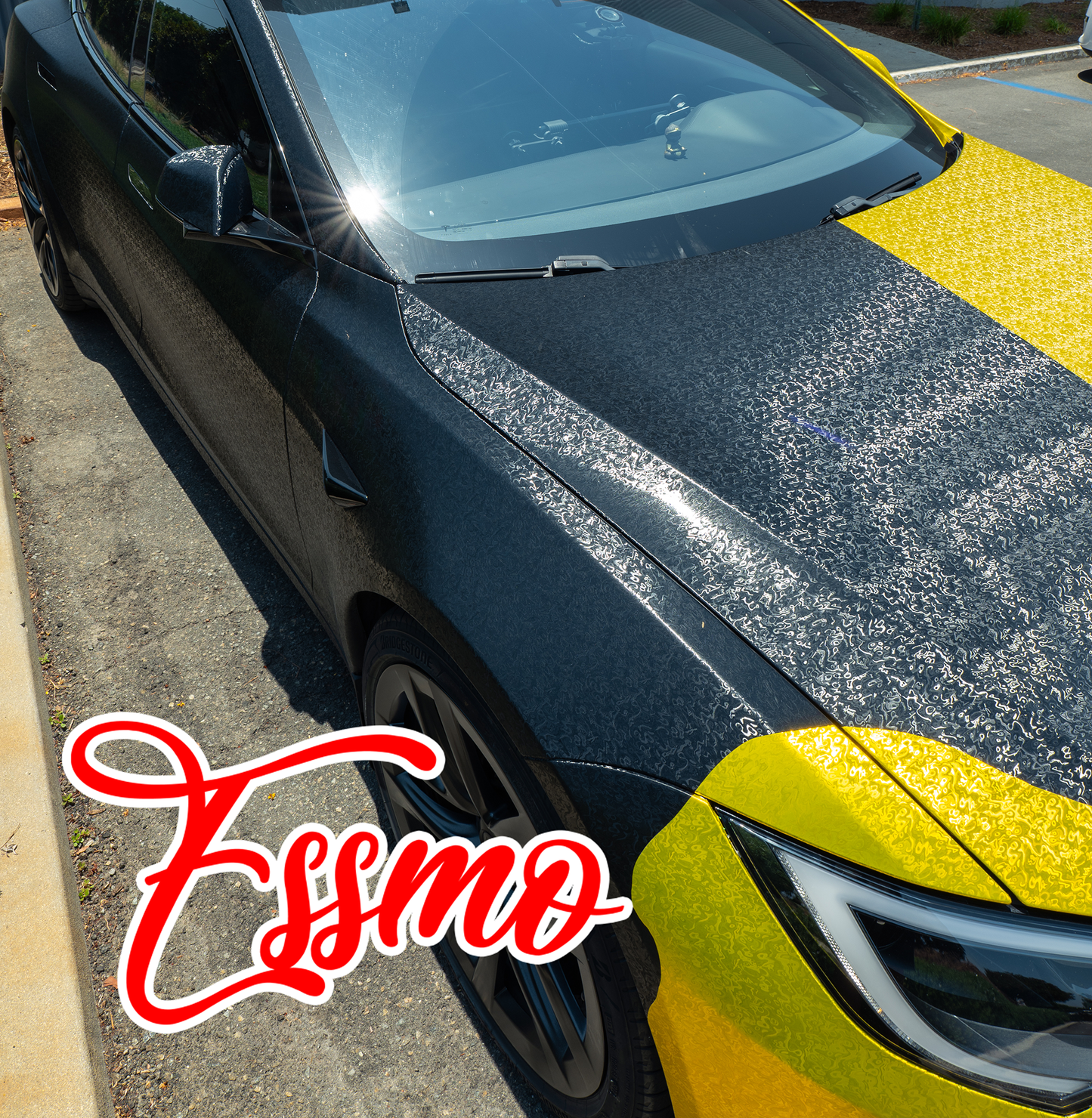 PET Damascus Forged Satin Black Vinyl Wrap