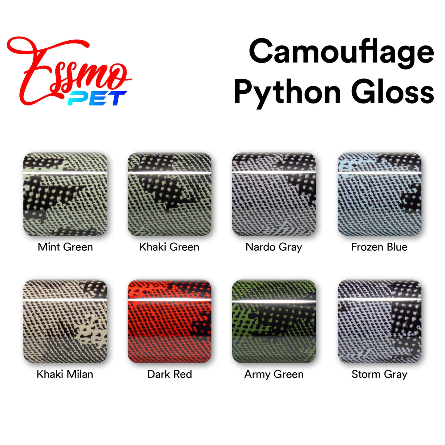 PET Camouflage Python Gloss Army Greem Vinyl Wrap