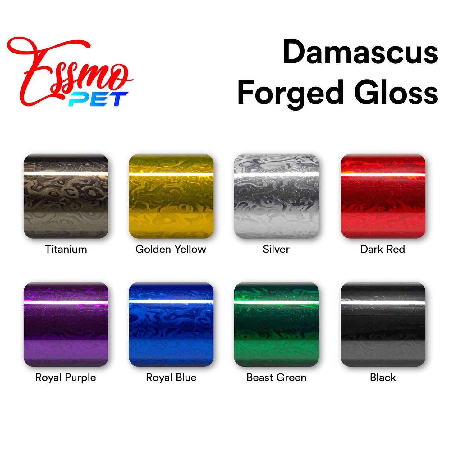 PET Damascus Forged Gloss Silver Vinyl Wrap