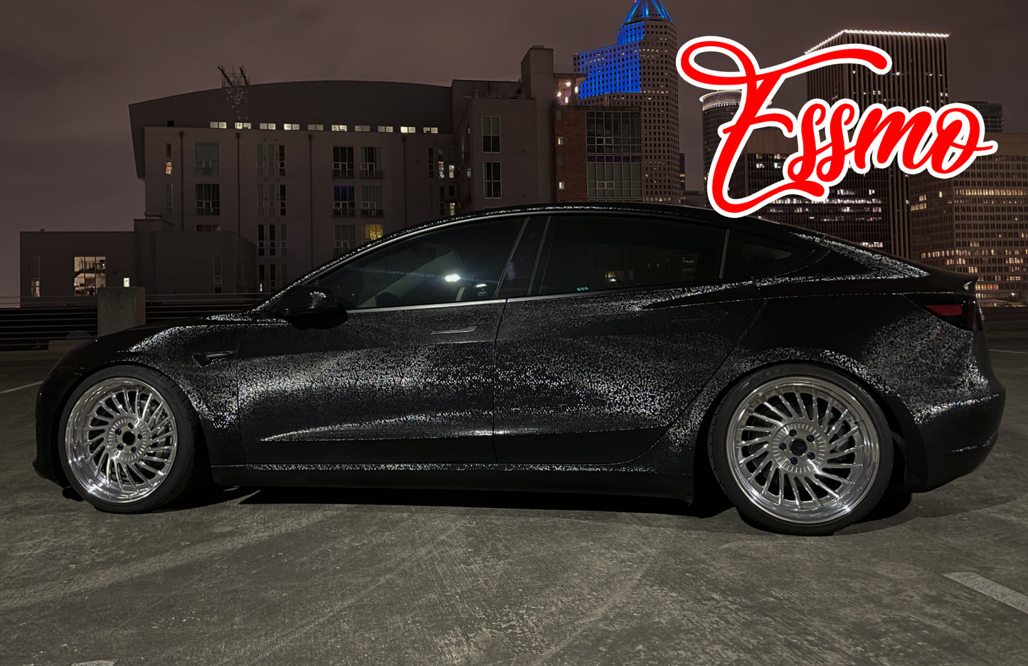 PET Damascus Forged Satin Black Vinyl Wrap