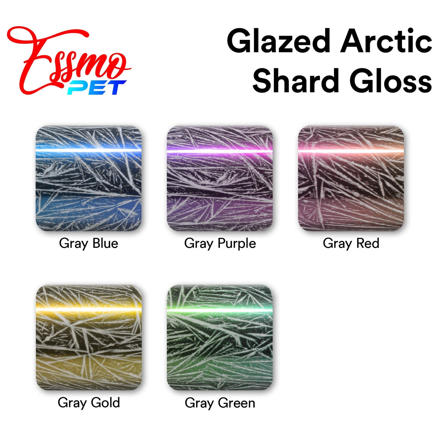 PET Glazed Arctic Shard Gloss Gray Red Vinyl Wrap