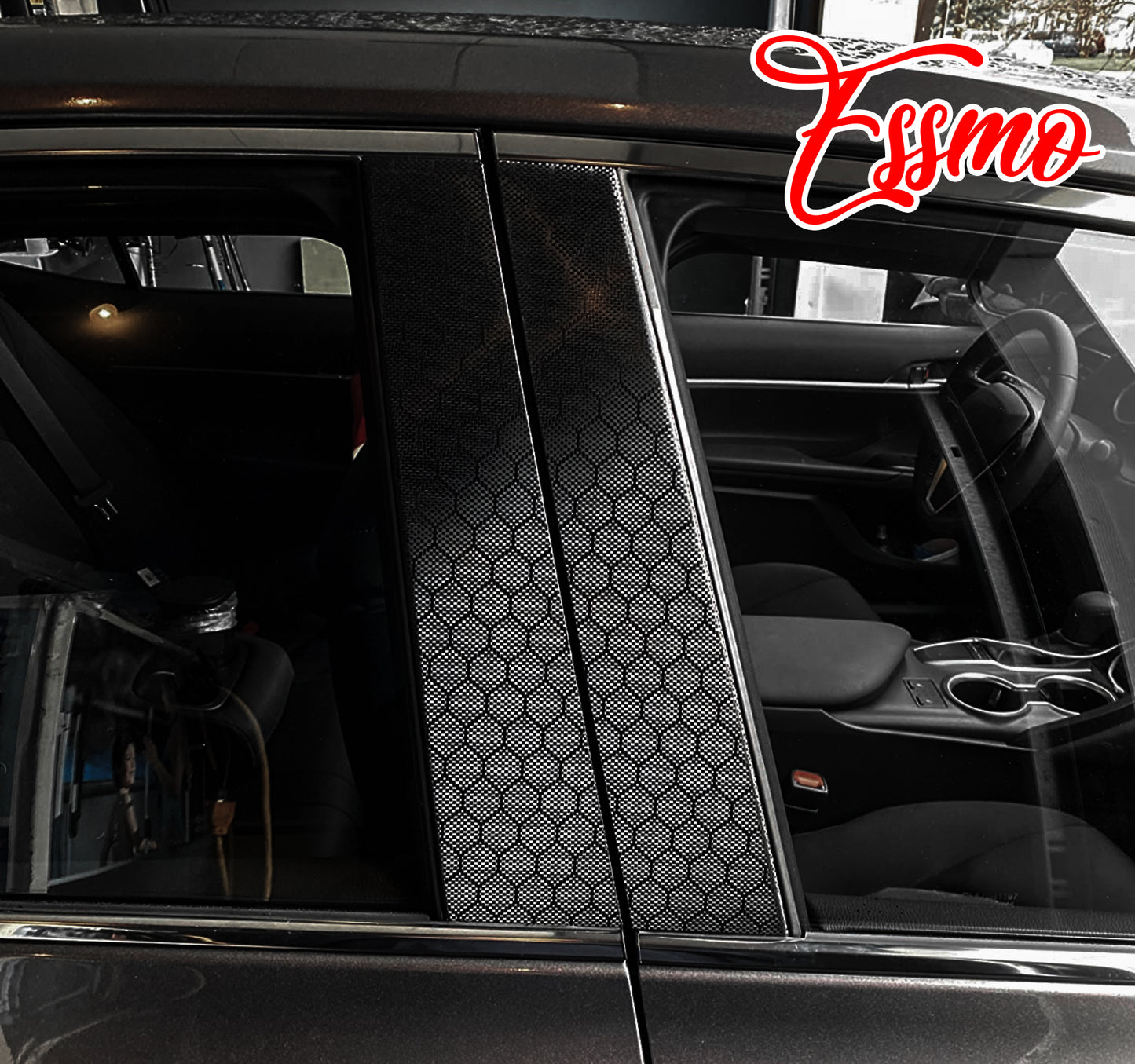 PET Honeycomb Carbon Fiber Gloss Black Hex Vinyl Wrap