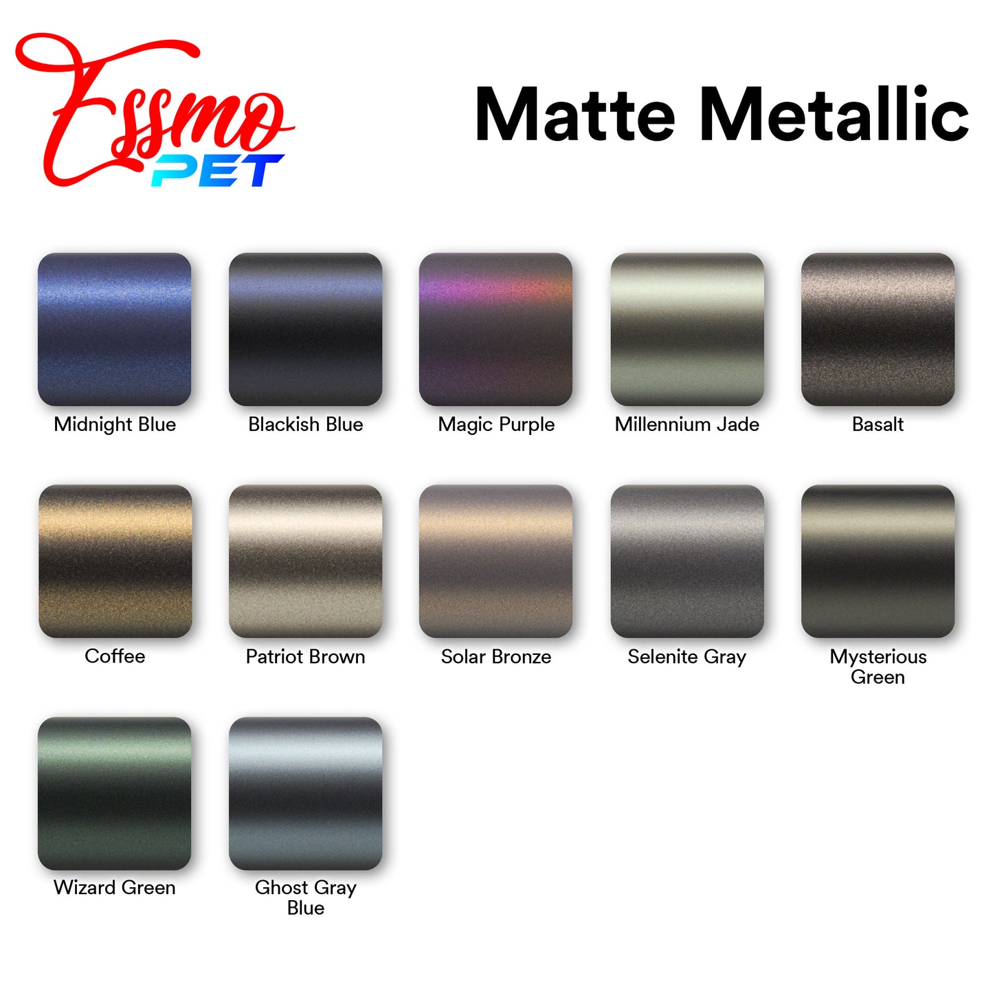 PET Matte Metallic Blackish Blue Vinyl Wrap