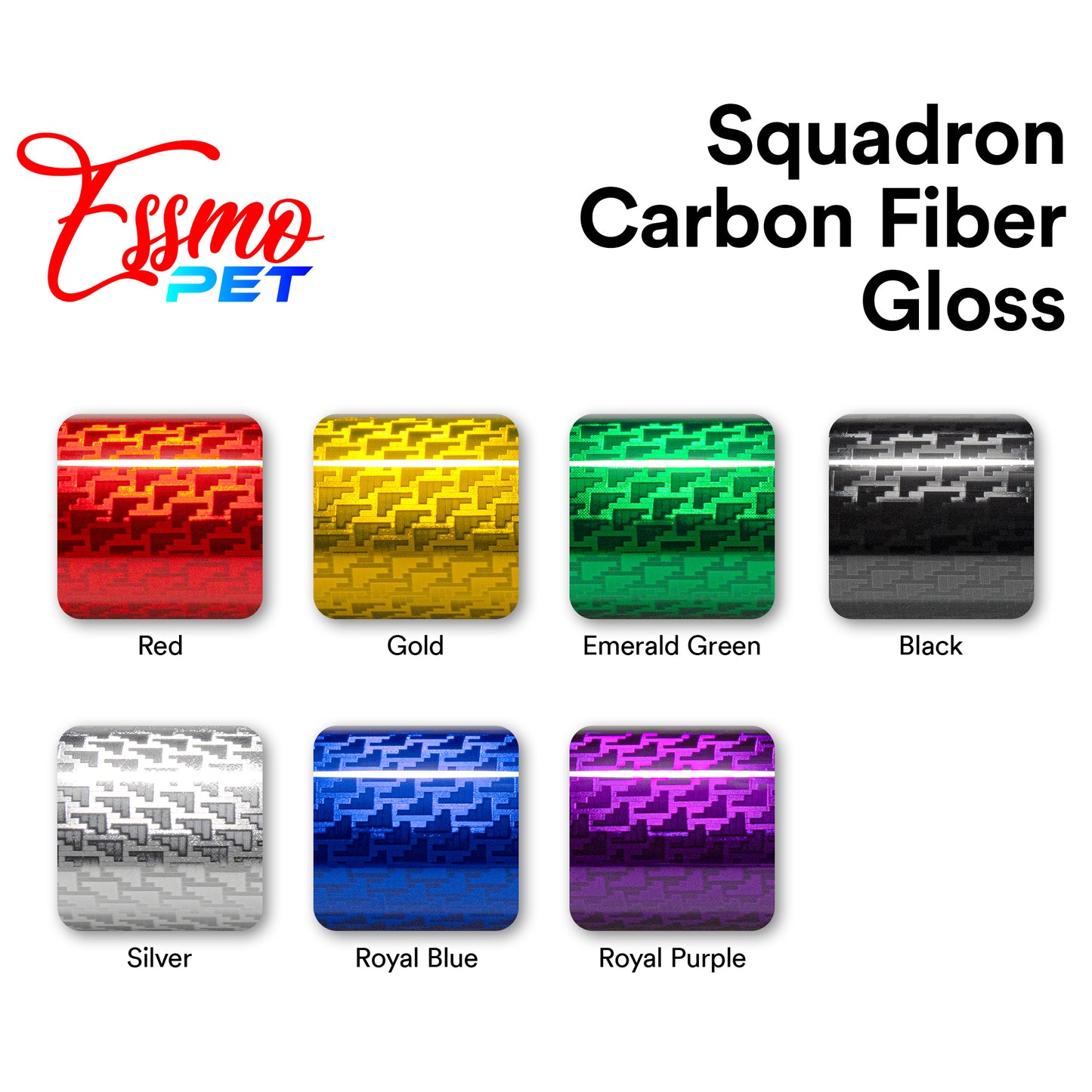 PET Squadron Carbon Fiber Gloss Black Vinyl Wrap