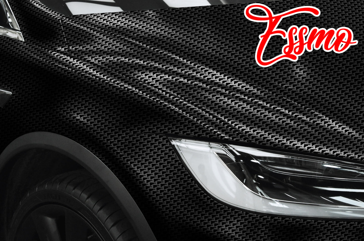 PET Squadron Carbon Fiber Satin Black Vinyl Wrap
