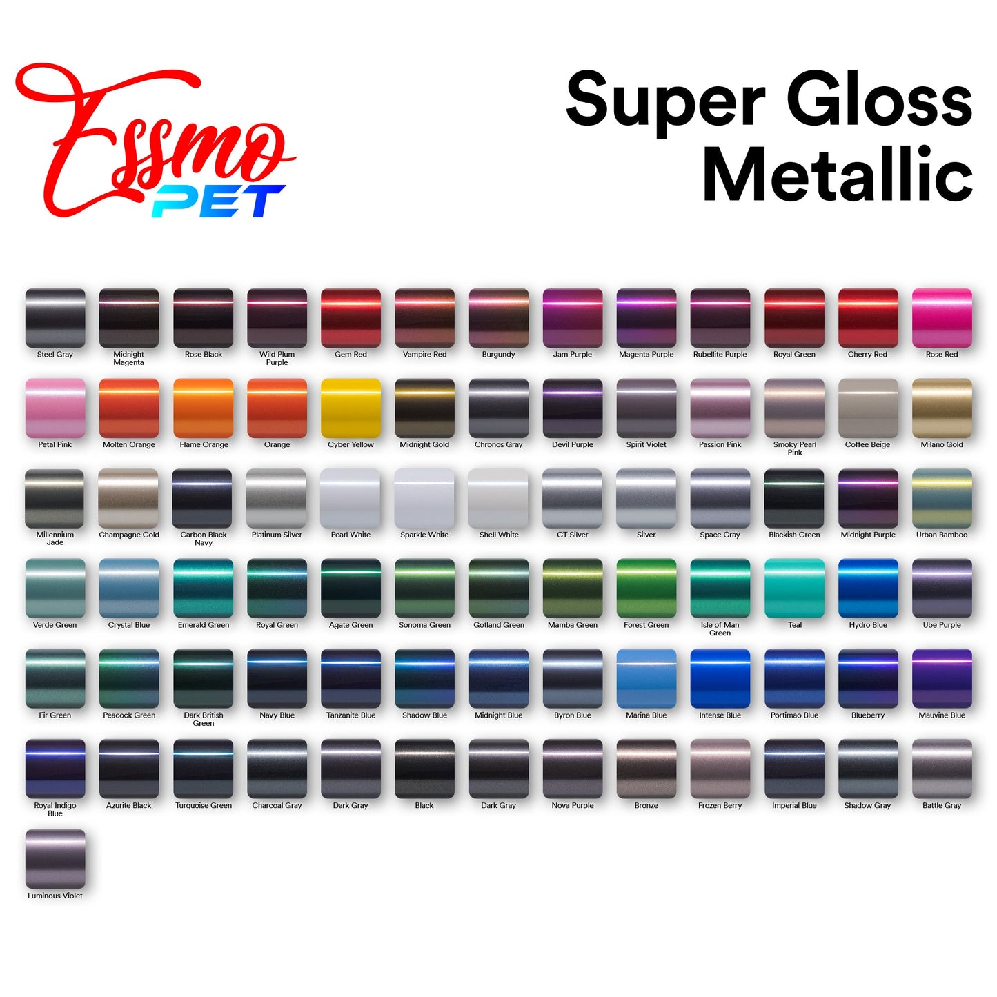 PET Super Gloss Metallic Marina Blue Vinyl Wrap